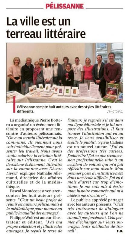 Article la provence decembre 2019 rencontres auteurs pelissannais