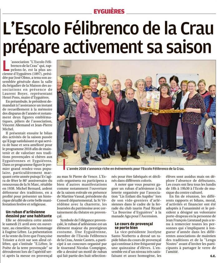 Article presse eyguieres 5 avril 2018